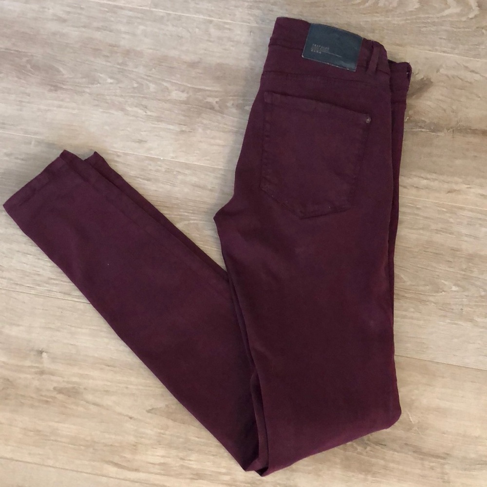 Zara Trafaluc Burgundy Jeans
